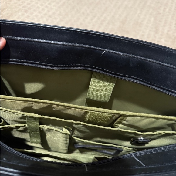 Franklin covey Black Leather laptop unisex shoulder Bag briefcase - Picture 5 of 7